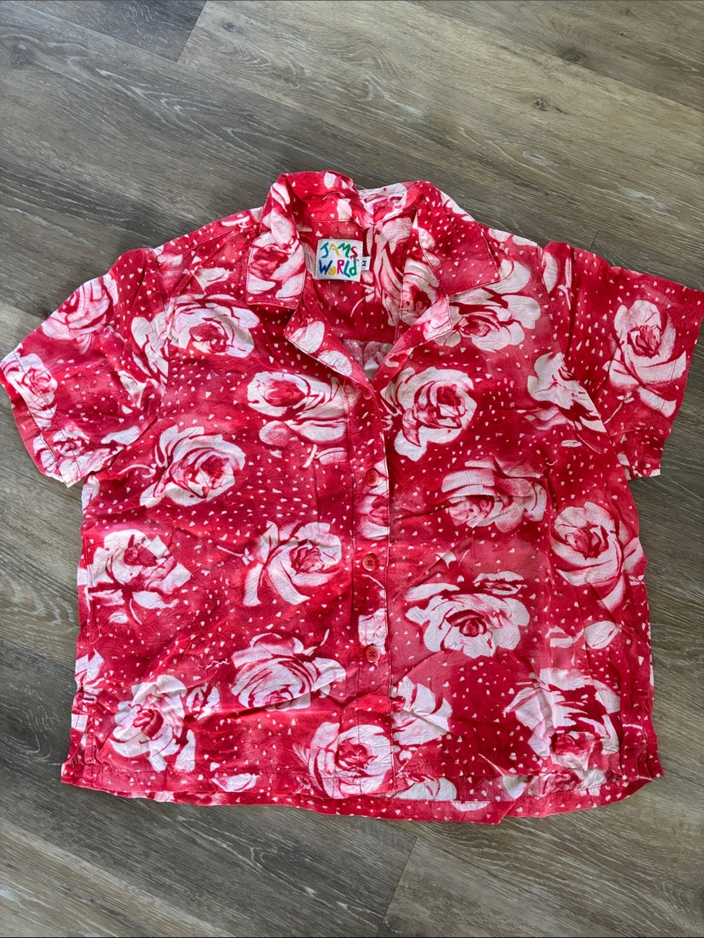 Vintage Jam’s World Polka dot Rose Aloha Shirt